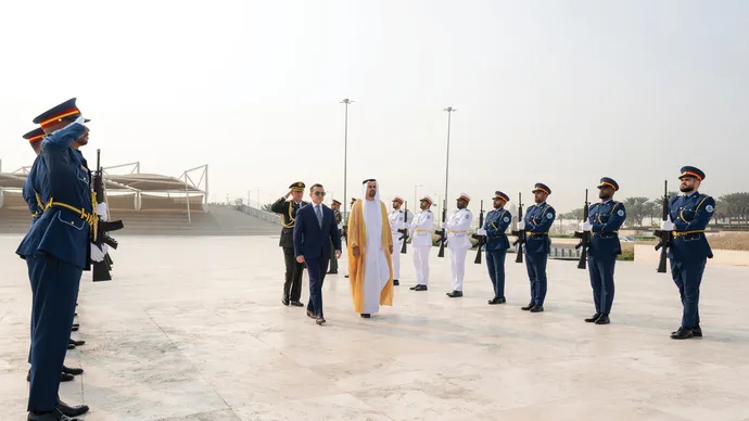 Theyab bin Mohamed bin Zayed receives President of Ecuador at Wahat Al Karama