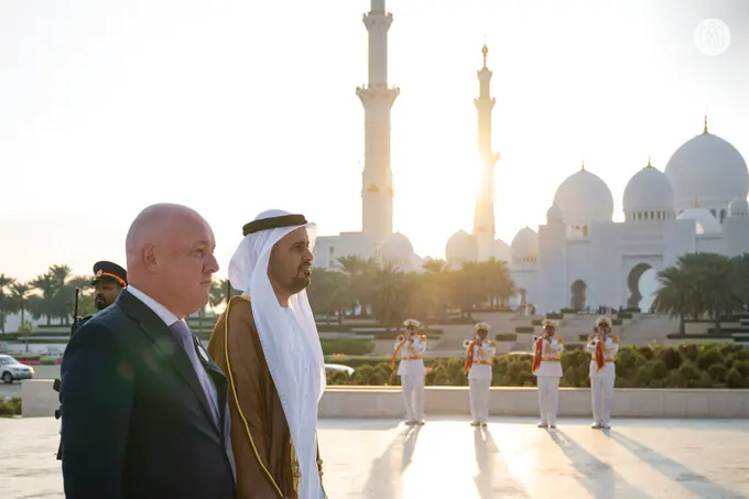 Theyab bin Mohamed bin Zayed receives Prime Minister of New Zealand at Wahat Al Karama