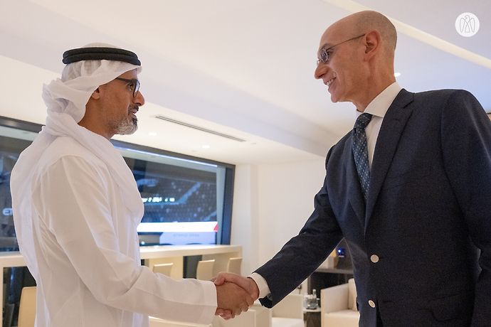 Khaled bin Mohamed bin Zayed meets with National Basketball Association (NBA) Commissioner Adam Silver, and NBA star players