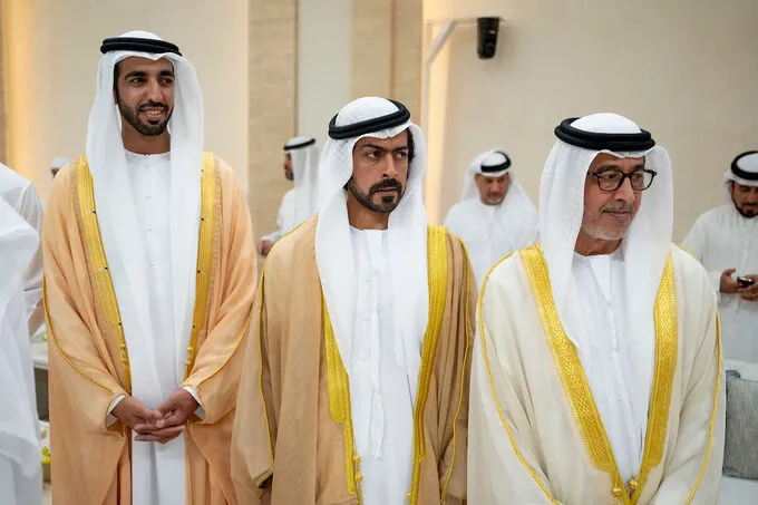Mansour bin Zayed, Khaled bin Mohamed bin Zayed receive Crown Princes, sheikhs, well-wishers on Eid Al-Adha