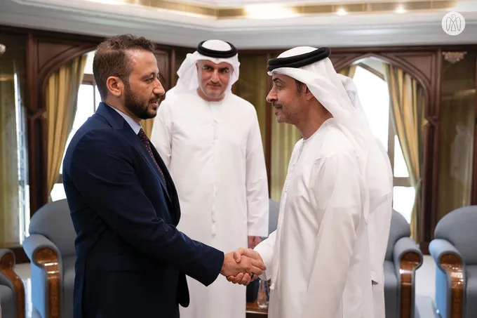 Hazza bin Zayed receives winners of 18th Khalifa Award for Education from Al Ain Region