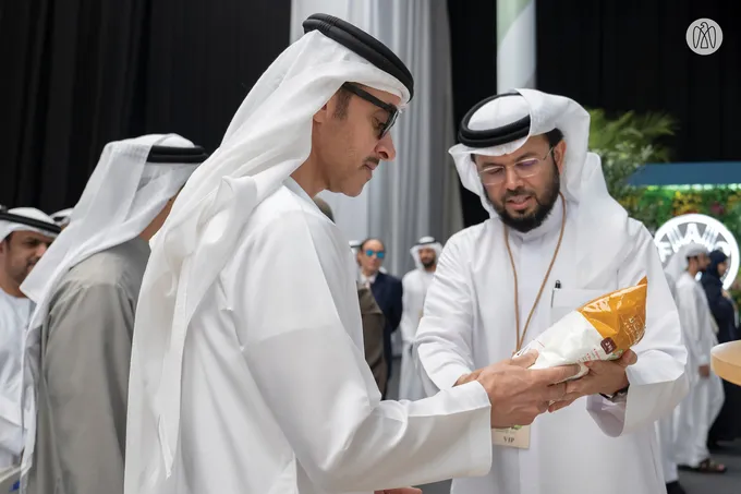 Mansour bin Zayed and Hazza bin Zayed witness the launch of the first edition of the UAE Agricultural Conference and Exhibition in Al Ain.
