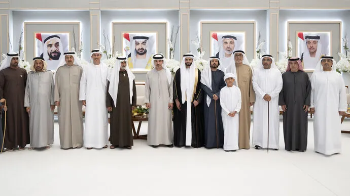 هزاع بن زايد يحضر حفل استقبال بمناسبة زفاف خليفة هادف جوعان الظاهري