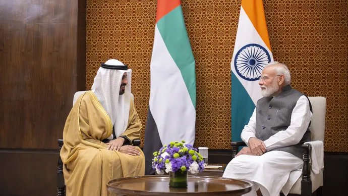 Theyab bin Mohamed bin Zayed meets Prime Minister of India on sidelines of NDTV World Summit 2026