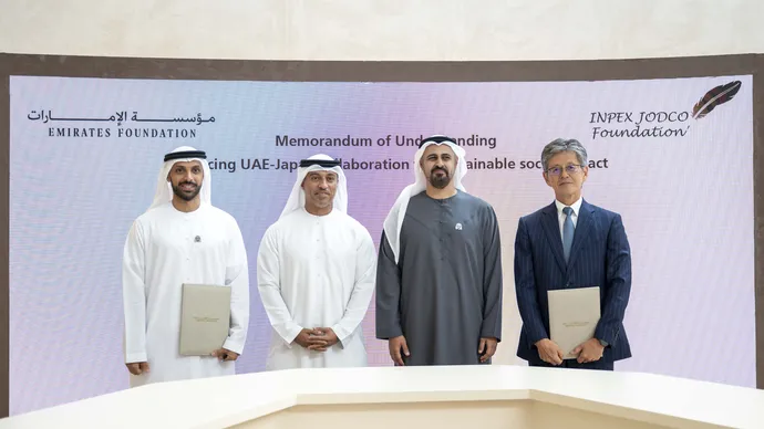 In the presence of Theyab bin Mohamed bin Zayed, Emirates Foundation and INPEX JODCO Foundation sign agreement to advance collaboration in community development and sustainable impact