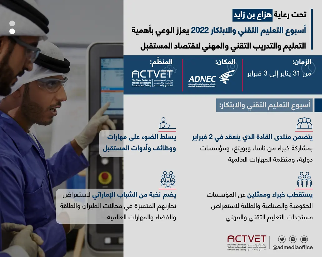 أسبوع التعليم التقني والابتكار 2022 ينعقد من 31 يناير إلى 3 فبراير