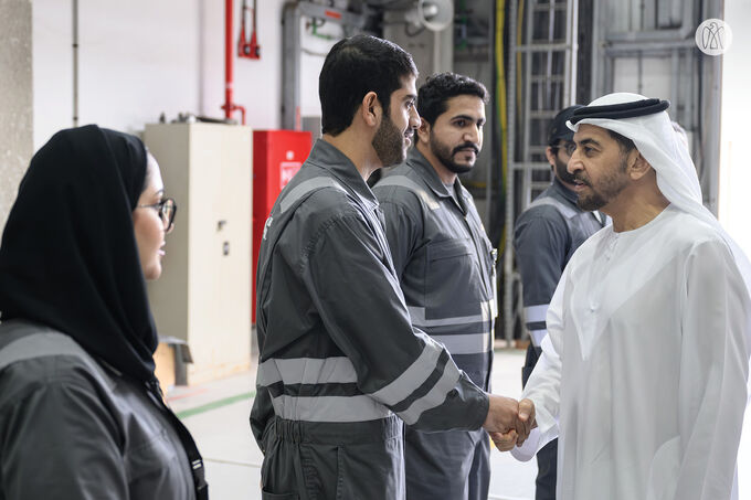 Hamdan bin Zayed reviews progress at Etihad Rail Depot in Al Mirfa City