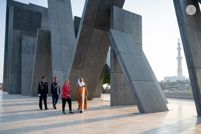 Theyab bin Mohamed bin Zayed receives President of Slovenia at Wahat Al Karama