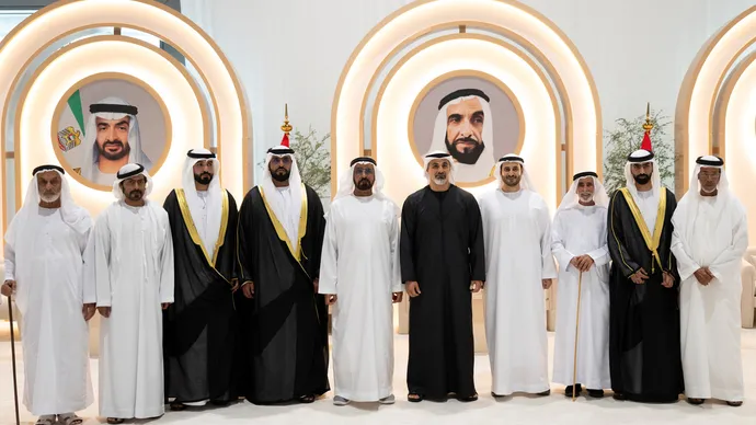 خالد بن محمد بن زايد يحضر حفل استقبال بمناسبة أفراح الكتبي في أبوظبي