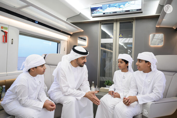 Hamdan bin Zayed reviews progress at Etihad Rail Depot in Al Mirfa City