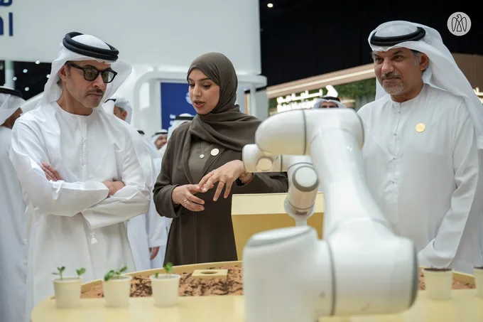 Mansour bin Zayed and Hazza bin Zayed witness the launch of the first edition of the UAE Agricultural Conference and Exhibition in Al Ain.