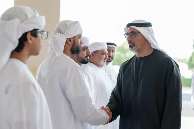 Khaled bin Mohamed bin Zayed and Hazza bin Zayed offer condolences to family of national duty martyr Abdalla Shamis Almenhali