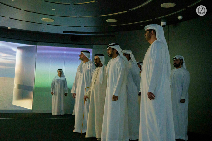 Khaled bin Mohamed bin Zayed receives Tahnoon bin Mohammed Al Nahyan at ADNOC headquarters during visit to review company’s role in advancing national economic growth