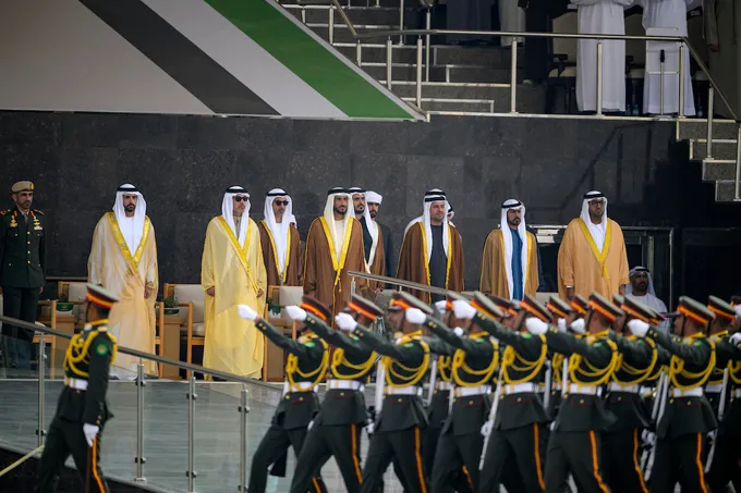UAE President attends graduation ceremony of 50th cohort and first university-level cohort of cadet officers at Zayed II Military College in Al Ain Region
