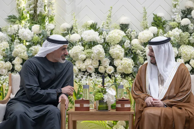 Khaled bin Mohamed bin Zayed attends wedding reception of Abdulaziz and Abdulla, sons of Faisal Abdulaziz Al Bannai
