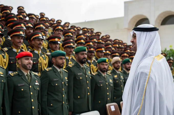UAE President attends graduation ceremony of 50th cohort and first university-level cohort of cadet officers at Zayed II Military College in Al Ain Region