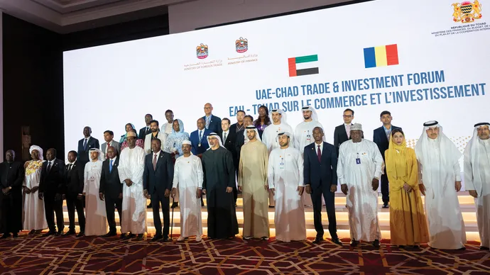 President of Chad and Khaled bin Mohamed bin Zayed witness announcement of 18 Memoranda of Understanding between UAE and Chad