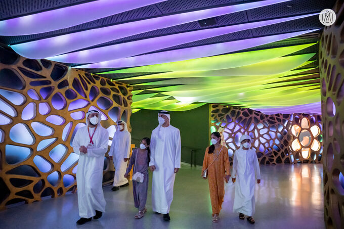 خالد بن محمد بن زايد يزور الجناح الوطني لدولة الإمارات العربية المتحدة وجناح الاستدامة - "تيرّا" في معرض "إكسبو 2020 دبي"