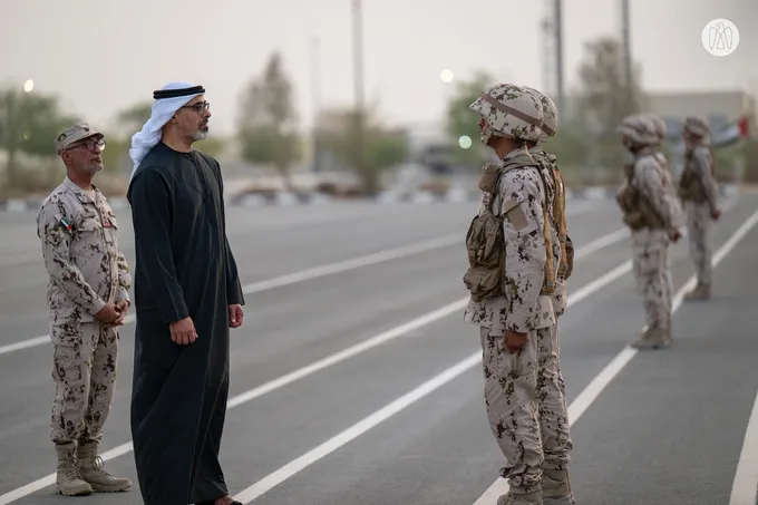 Khaled bin Mohamed bin Zayed attends specialised demonstrations by 22nd cohort of UAE National Service Programme at Sweihan Training Centre