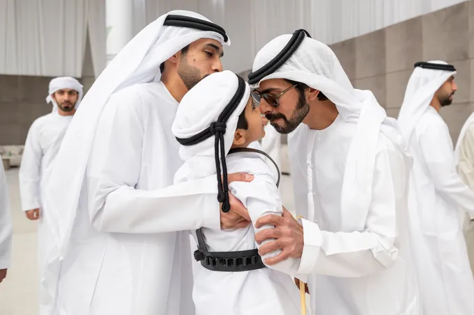 Ahmed and Khalifa bin Tahnoon bin Mohammed attend Jaber Mohamed Al Khaili wedding reception