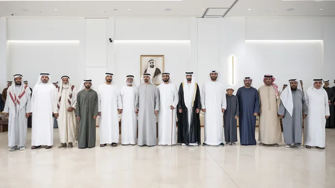 ذياب بن محمد بن زايد يحضر حفل استقبال بمناسبة زفاف علي محمد العامري
