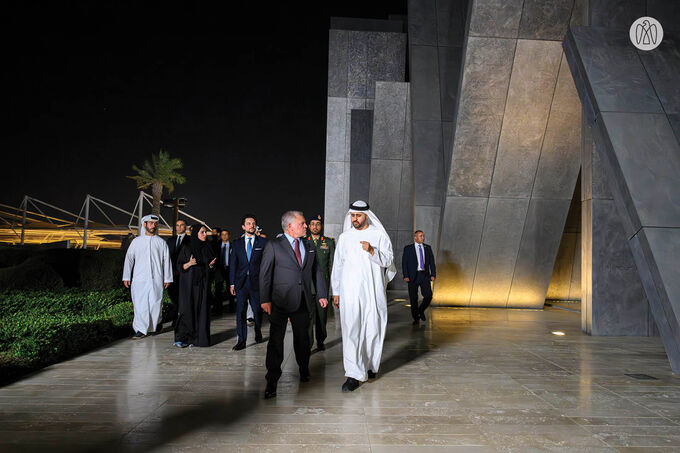 Theyab bin Mohamed bin Zayed receives King of Jordan at Wahat Al Karama