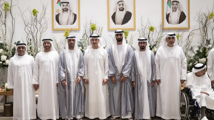 Hazza bin Zayed attends Al Hameli and Al Remeithi wedding reception in Abu Dhabi