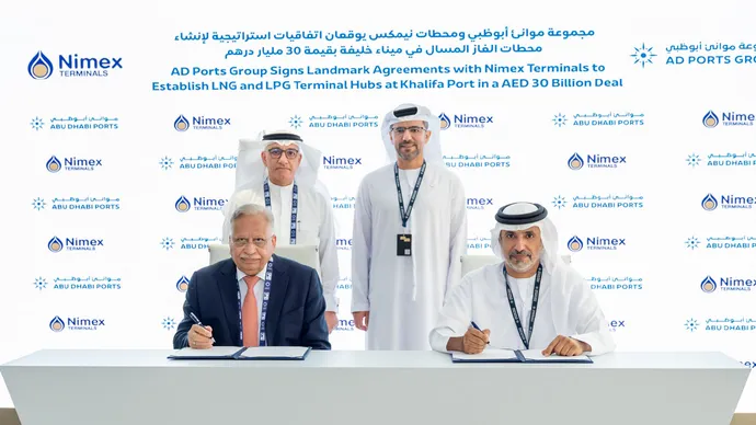 مجموعة موانئ أبوظبي تبرم اتفاقيات بقيمة تتجاوز 30 مليار درهم مع «نيمكس تيرمينالز» لإنشاء محطات للغاز الطبيعي والبترولي المسال في ميناء خليفة