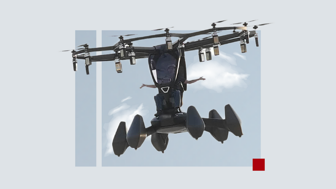 Live aerial demonstration of HEXA light sport passenger electric aircraft takes place in Abu Dhabi