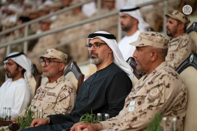 Khaled bin Mohamed bin Zayed attends specialised demonstrations by 22nd cohort of UAE National Service Programme at Sweihan Training Centre