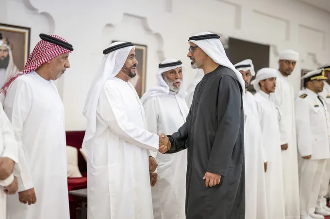 Khaled bin Mohamed bin Zayed and Hazza bin Zayed offer condolences to family of national duty martyr Abdalla Shamis Almenhali
