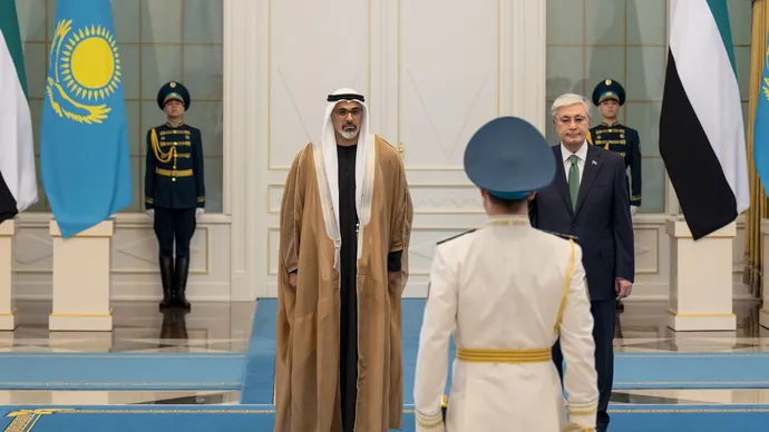 Crown Prince of Abu Dhabi arrives at Presidential Palace in Astana