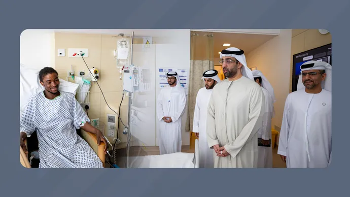 وفد من دائرة الطاقة – أبوظبي ومجموعة موانئ أبوظبي وعدد من الجهات الحكومية يزور مدينة شخبوط الطبية للاطمئنان على صحة عدد من المتضررين جراء الاعتداءات الإيرانية