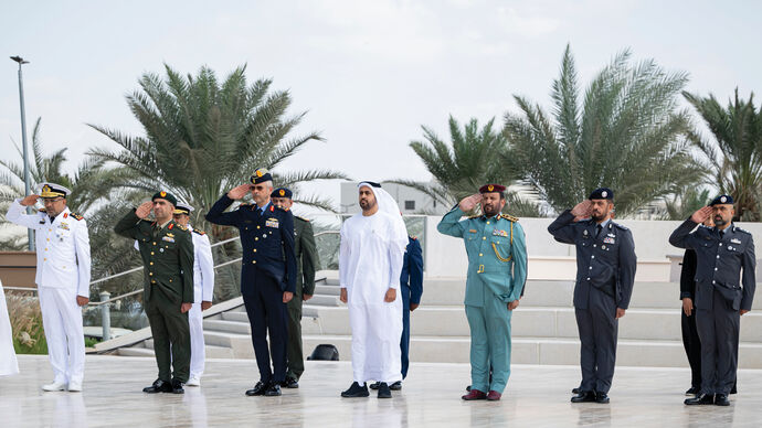 Theyab bin Mohamed bin Zayed attends silent prayer at Wahat Al Karama