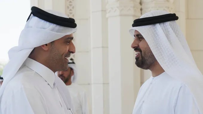 Theyab bin Mohamed bin Zayed Receives Minister of Transport of Qatar
