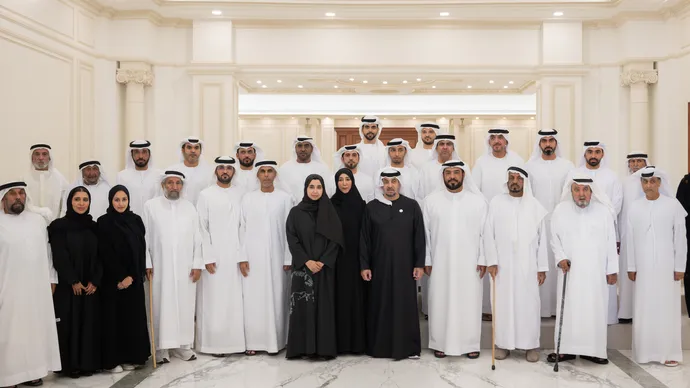 Hamdan bin Zayed receives citizens and Liwa Dates Festival organisers at Al Dhanna Palace