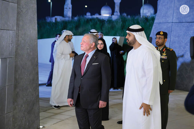 Theyab bin Mohamed bin Zayed receives King of Jordan at Wahat Al Karama