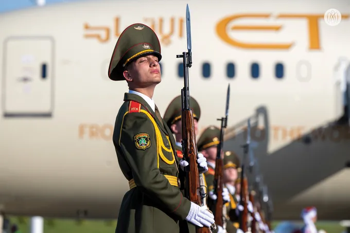 On behalf of the UAE President, Crown Prince of Abu Dhabi arrives in Minsk to attend Supreme Eurasian Economic Council meeting