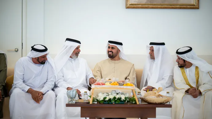 ذياب بن محمد بن زايد يحضر حفل استقبال بمناسبة زفاف محمد بخيت المنهالي