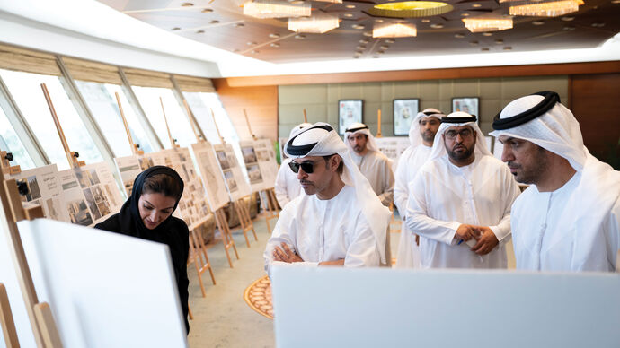 Hazza bin Zayed receives delegation from Abu Dhabi Housing Authority