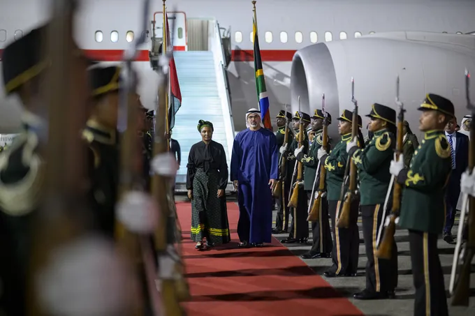 On behalf of the UAE President.. Crown Prince of Abu Dhabi arrives in Johannesburg to attend G20 summit