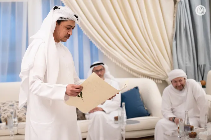 Khaled bin Mohamed bin Zayed visits Abdallah bin Bayyah at his residence in Abu Dhabi 