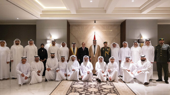 In the presence of Prime Minister of Pakistan, Crown Prince of Abu Dhabi meets diplomats and staff at UAE Embassy in Islamabad