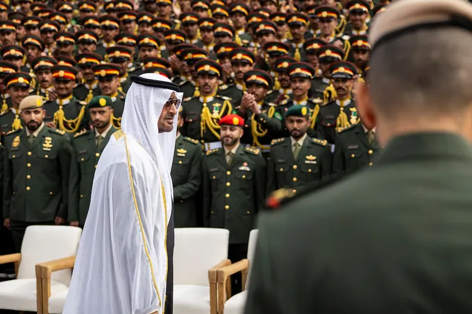 UAE President attends graduation ceremony of 50th cohort and first university-level cohort of cadet officers at Zayed II Military College in Al Ain Region