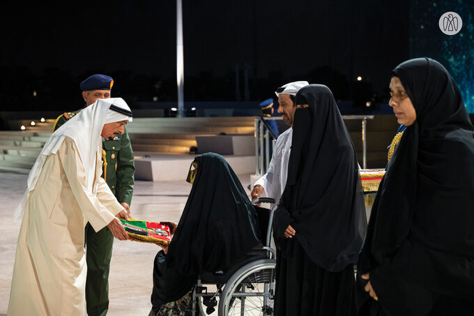 Humaid bin Rashid Al Nuaimi attends Commemoration Day ceremony at Wahat Al Karama in Abu Dhabi