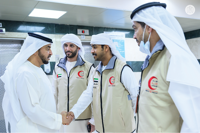 Hamdan bin Zayed visits victims of Syrian earthquake receiving treatment in UAE hospitals under Mother of the Nation initiative