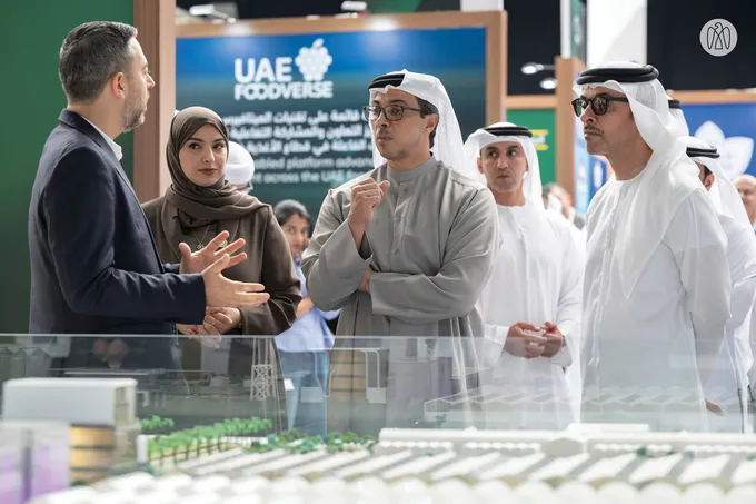 Mansour bin Zayed and Hazza bin Zayed witness the launch of the first edition of the UAE Agricultural Conference and Exhibition in Al Ain.
