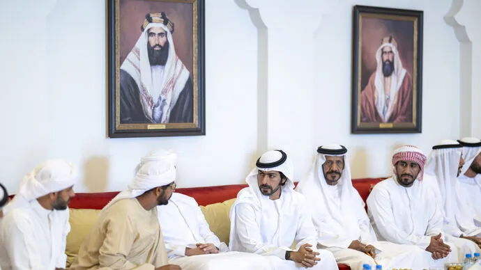 Khalifa bin Tahnoon bin Mohammed and Zayed bin Tahnoon bin Mohammed offer condolences on the passing of Salim Abdullah Al Aryani