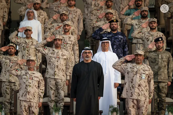 Khaled bin Mohamed bin Zayed attends specialised demonstrations by 22nd cohort of UAE National Service Programme at Sweihan Training Centre