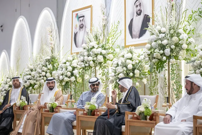 Khalifa bin Tahnoon bin Mohammed attends reception for Al Mansouri weddings